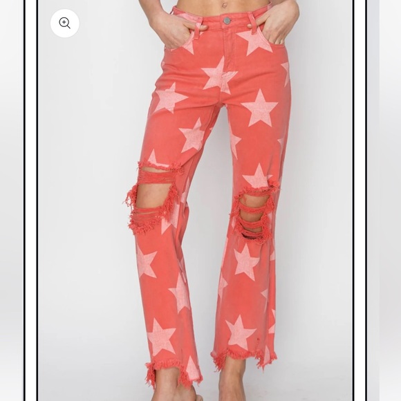 Risen: Starstruck High Rise Distressed Cropped Flare Jeans - Picture 1 of 10